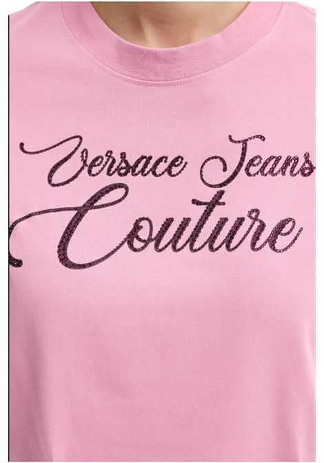 T-shirt regular con logo e cristalli VERSACE JEANS COUTURE | T-shirt | 79HAHT05 CJ03T459